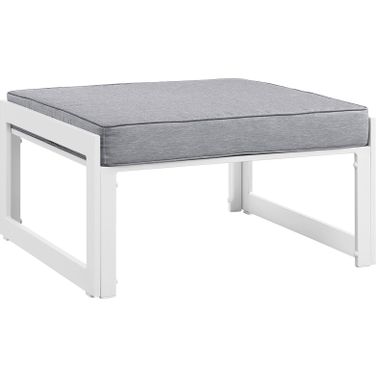 Fortuna White and Gray Outdoor Patio Ottoman