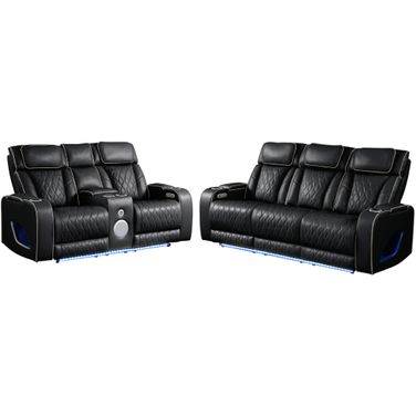Fortuner Power Reclining Living Room Set In Black