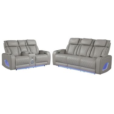 Fortuner Power Reclining Living Room Set In Gray