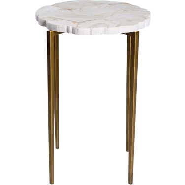 Fossil Top Accent Table In Antique Gold and Off White