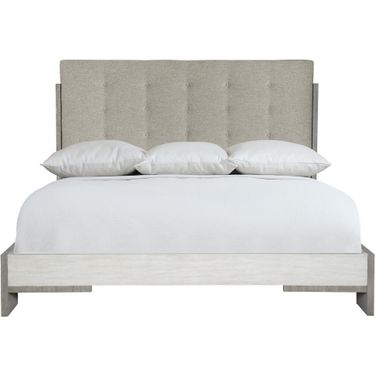 Foundations Upholstered Button Tufted Queen Panel Bed