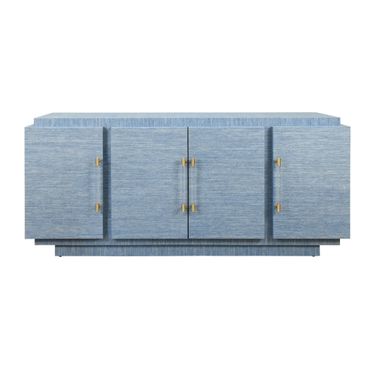 Four Door Wrap Around Modern Buffet In Blue