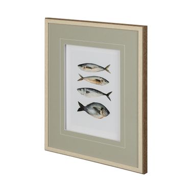 Four Fish I Hand Embellished Wall Art In Black and Gray