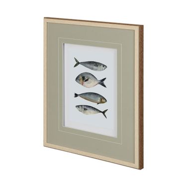 Four Fish II Hand Embellished Wall Art In Black and Gray