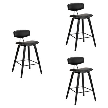 Fox 25.5 Inch Counter Height Bar Stool Set of 3 In Black