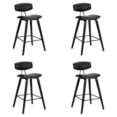 Fox 25.5 Inch Counter Height Bar Stool Set of 4 In Black