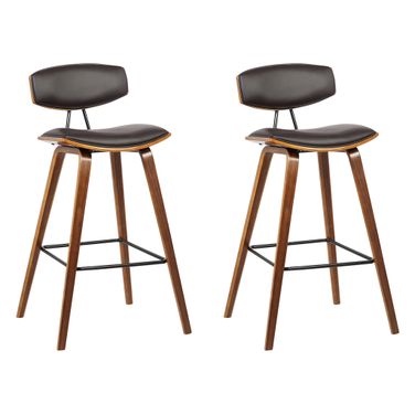 Fox 28.5 Inch Bar Height Bar Stool Set of 2 In Brown and Walnut