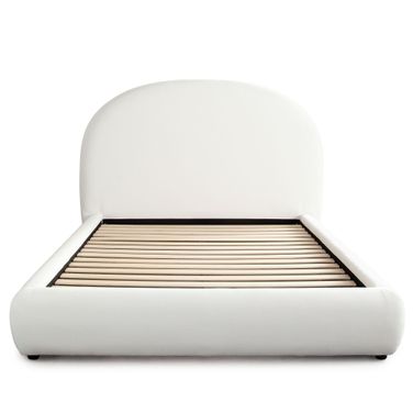 Fox Eastern King Bed In White Performance Fabric with Arch Headboard