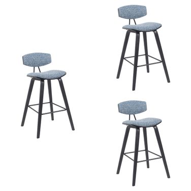 Fox Swivel Bar Height Stool Set of 3 In Speckled Blue and Black