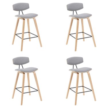 Fox Swivel Bar Height Stool Set of 4 In Grey and Patterned Oak