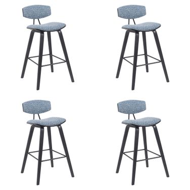 Fox Swivel Bar Height Stool Set of 4 In Speckled Blue and Black