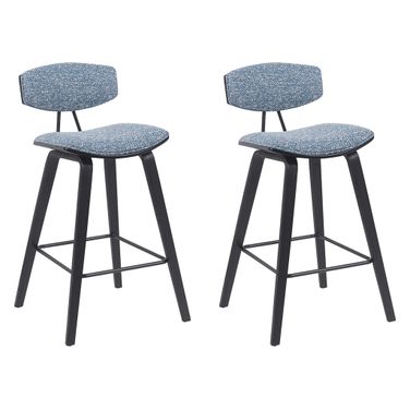 Fox Swivel Counter Height Bar Stool Set of 2 In Speckled Blue and Black