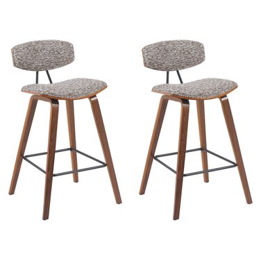 Fox Swivel Counter Height Bar Stool Set of 2 In Speckled Brown and Walnut
