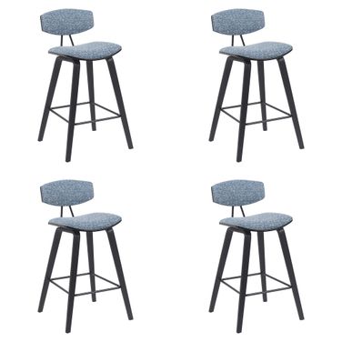 Fox Swivel Counter Height Bar Stool Set of 4 In Speckled Blue and Black