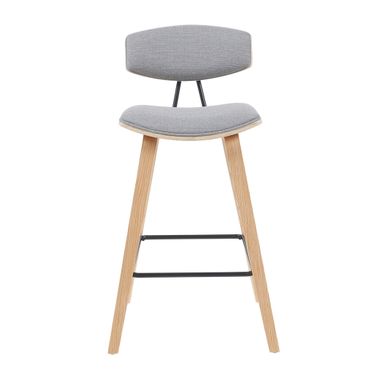 Fox Swivel Counter Height Barstool with Upholstered Seat and Wood Frame In Grey and Oak
