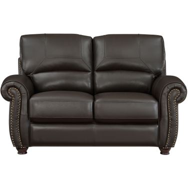 Foxborough Leather Loveseat In Brown