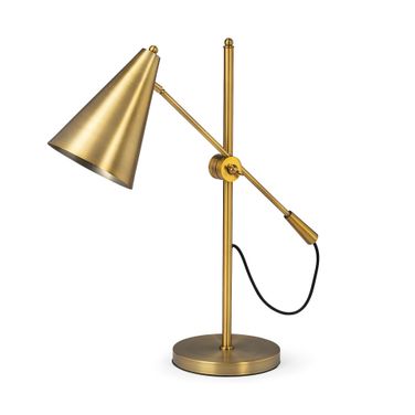 Fragon I 26 Inch Metal Adjustable Cone Shade Table Lamp In Gold Tone