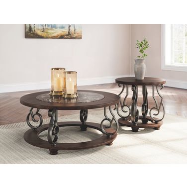 Frallyn Occasional Table Set In Dark Brown