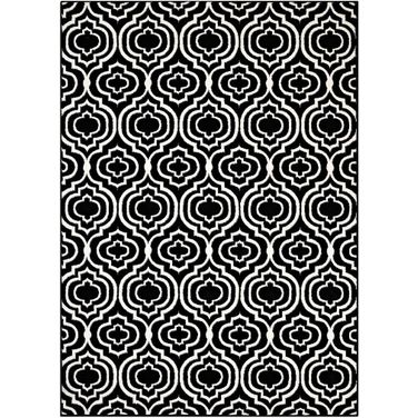 Frame Transitional Moroccan Trellis 8X10 Area Rug In Black and White