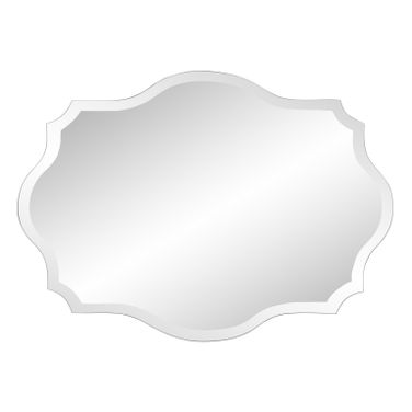 Frameless Scalloped Mirror Long In Silver