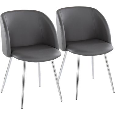 Fran Chair Set of 2 In Weathered Grey and Chrome