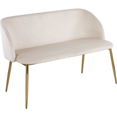 Fran Glam Bench In Gold Steel And Cream Velvet