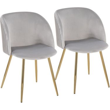Fran Pleated Chair Set of 2 In Gold and Silver