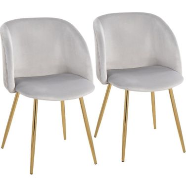 Fran Pleated Waves Chair Set of 2 In Gold and Silver