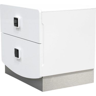 France 2 Drawer Poplar Wood Bedroom Nightstand In White Lacquer