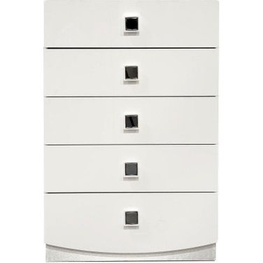 France 5 Drawer Poplar Wood Bedroom Chest In White Lacquer