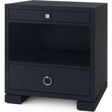 Frances 2-Drawer Side Table In Satin Black