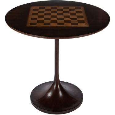 Francis 30 Inch Round Pedestal Game Table In Dark Brown