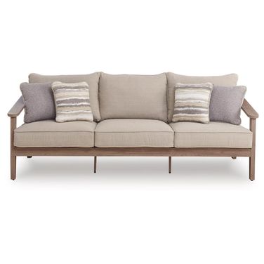 Francis Beach Outdoor Sofa with Cushion In Natural and Gray