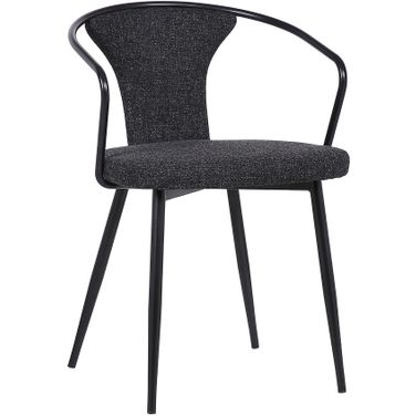 Francis Contemporary Dining Chair In Black Powder Coated Finish and Black Fabric