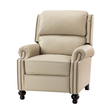 Franco Genuine Leather Recliner In Beige