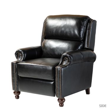 Franco Genuine Leather Recliner In Black