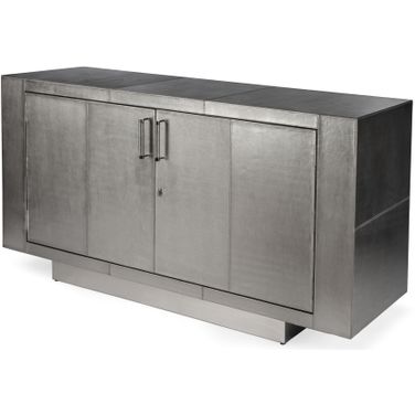 Francois Silver Leather 70.5 Inch Buffet Sideboard In Silver