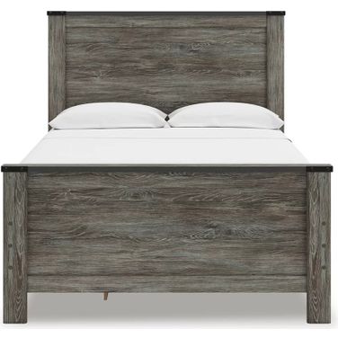 Frandern Full Panel Bed with Storage In Black and Gray