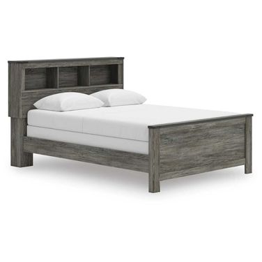Frandern Queen Bookcase Panel Bed In Gray