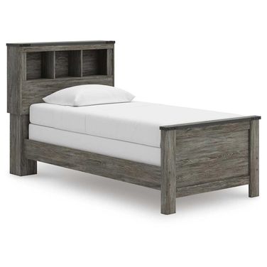 Frandern Twin Bookcase Panel Bed In Gray