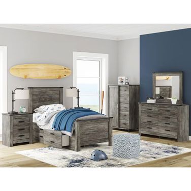 Frandern Youth Panel Bedroom Set with Storage In Black and Gray