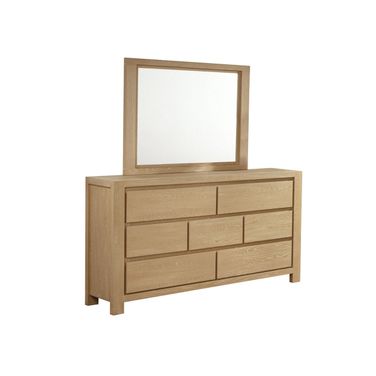Frank Rubberwood Dresser with Mirror in Natural Light Oak