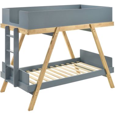 Frankie Wood Twin Over Twin Bunk Bed Van Courtland Blue and Natural