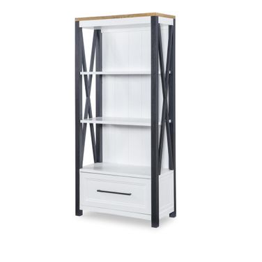 Franklin 1 Drawer and 3 Open Shelves Etagere In Harvest Oak and Natural White
