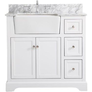 Franklin 36 Inch Single Bathroom Vanity In White With Backsplash