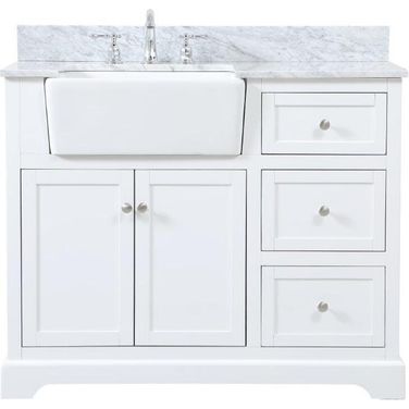 Franklin 42 Inch Single Bathroom Vanity In White With Backsplash