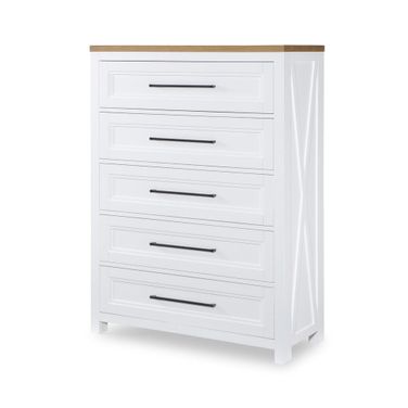 Franklin 5 Drawer Chest In Harvest Oak and Natural White