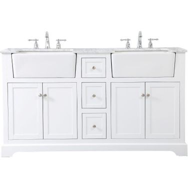 Franklin 60 Inch Double Bathroom Vanity In White