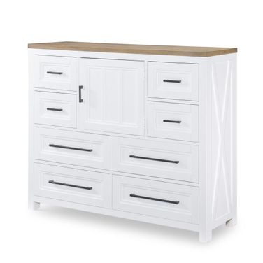 Franklin 8 Drawer Bureau Chest In Harvest Oak and Natural White