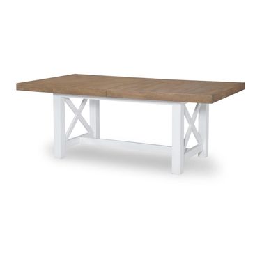 Franklin Complete Trestle Table In Harvest Oak and Natural White
